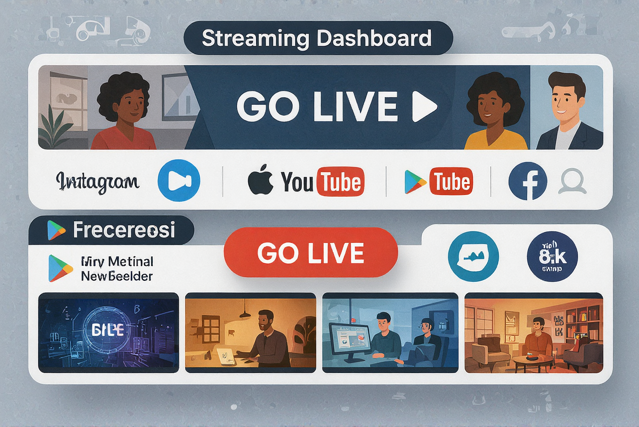 Streaming dashboard with go live button